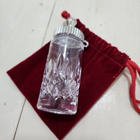 Vintage Waterford Crystal “Baby’s First Christmas” Baby‎ Bottle w/ Velvet Bag - Picture 6 of 12